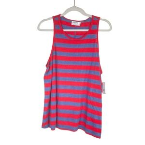 NEW FRAME Womens‎ Linen Army Tank Top Summer Striped Beachy Sleeveless Size XL